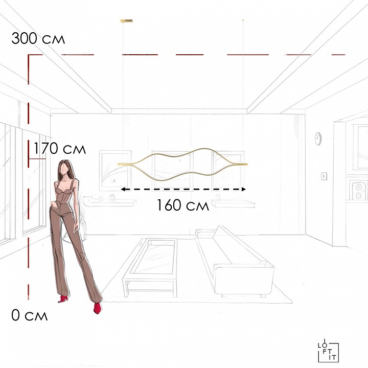 Подвесной светильник loft it tape light 10403/1600 ab