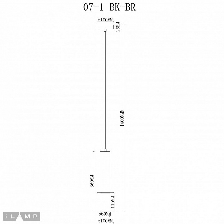 Подвесной светильник ilamp lofty 10705-1 bk-br