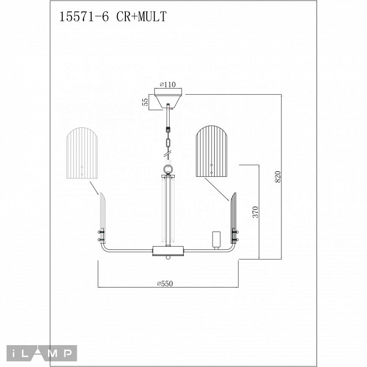 Подвесная люстра ilamp dolce 15571-6 cr+mult