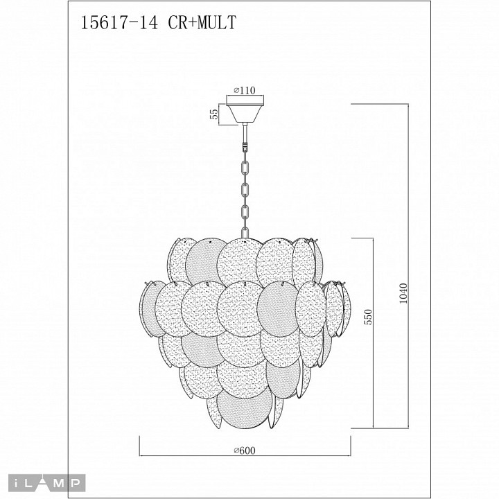Подвесная люстра ilamp rivoli 15617-14 cr+mult