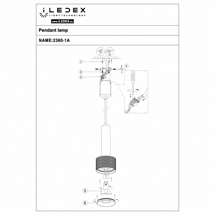 Подвесной светильник iledex delta 2362-1 bk+wh