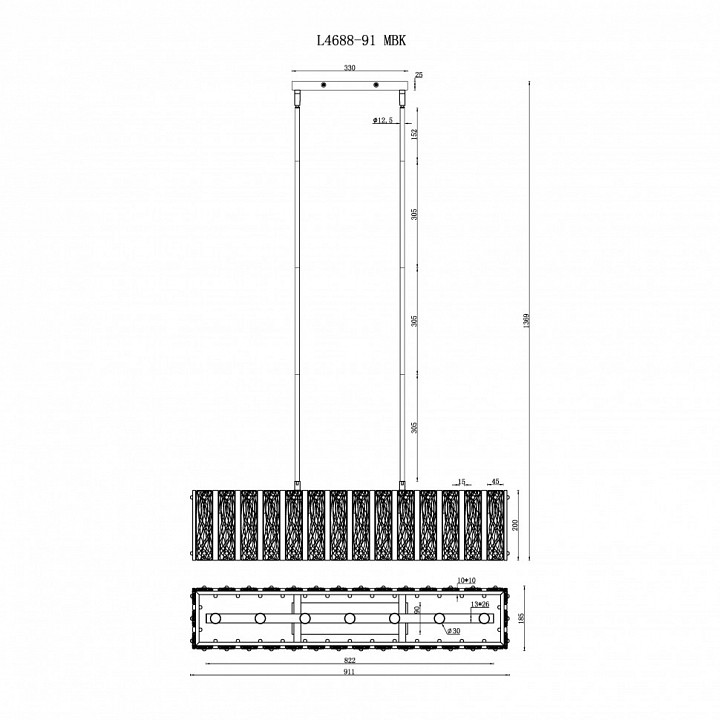Светильник на штанге ilamp panorama l4688-91 mbk