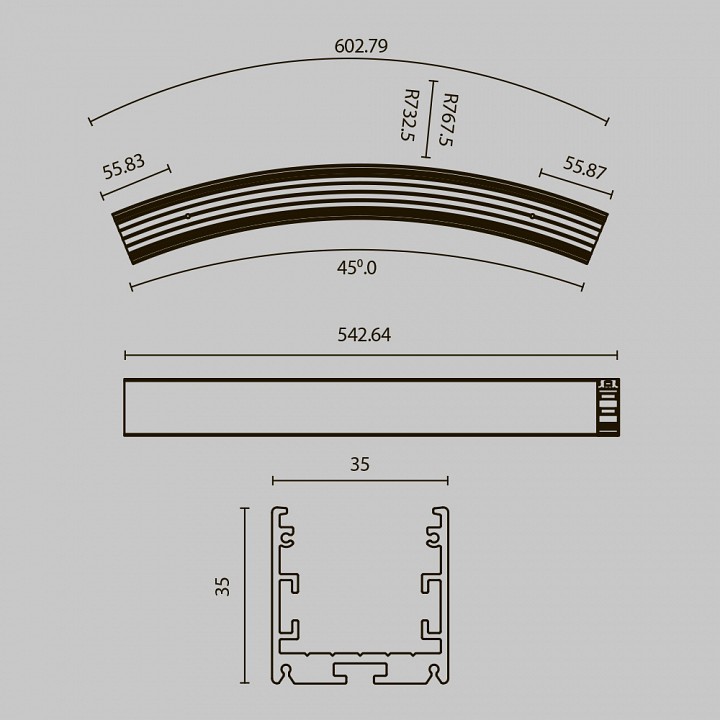Профиль накладной maytoni led strip alm-3535r-b-d-45°-1.5m