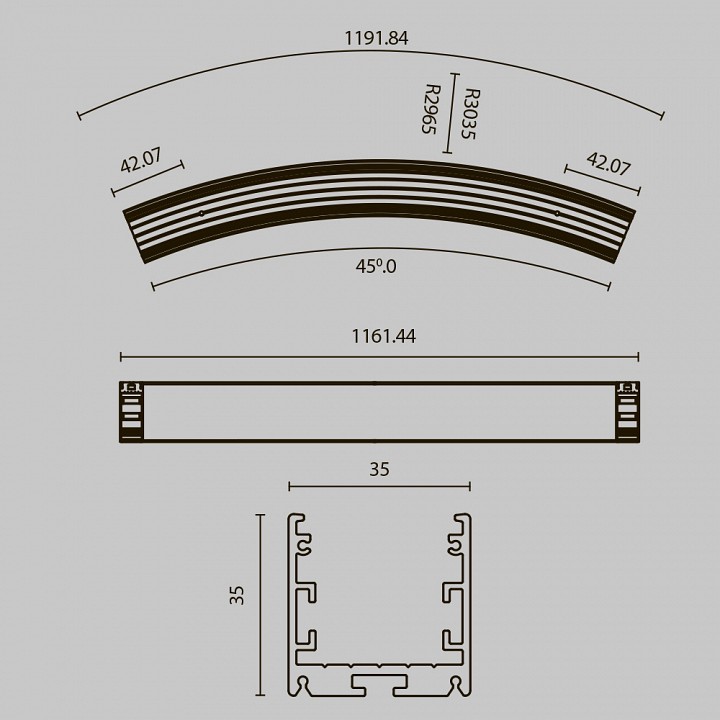 Профиль накладной maytoni led strip alm-3535r-b-d-45°-3m