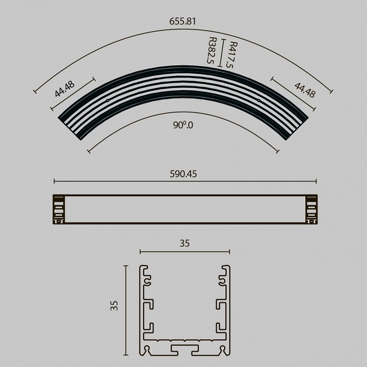 Профиль накладной maytoni led strip alm-3535r-b-d-90°-0.8m