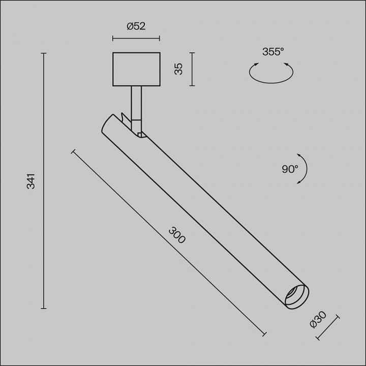 Светильник на штанге maytoni focus t c141cl-l300-6w4k-b