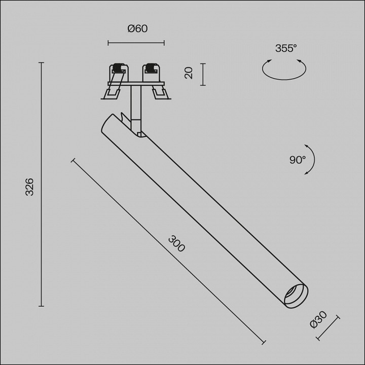 Встраиваемый светильник на штанге maytoni focus t c141rs-l300-6w3k-b