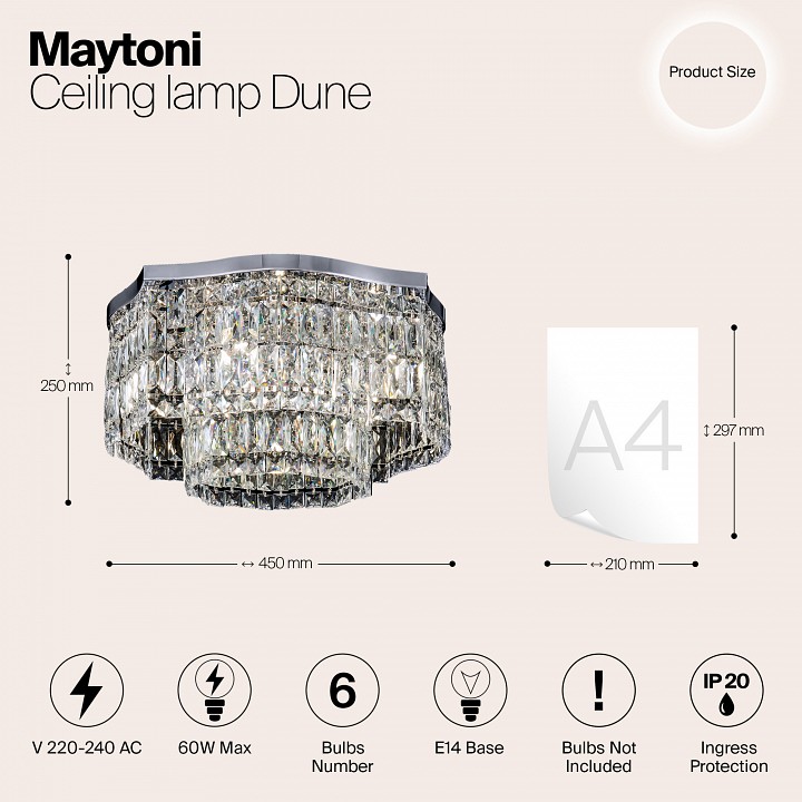 Потолочная люстра maytoni dune dia005cl-06ch