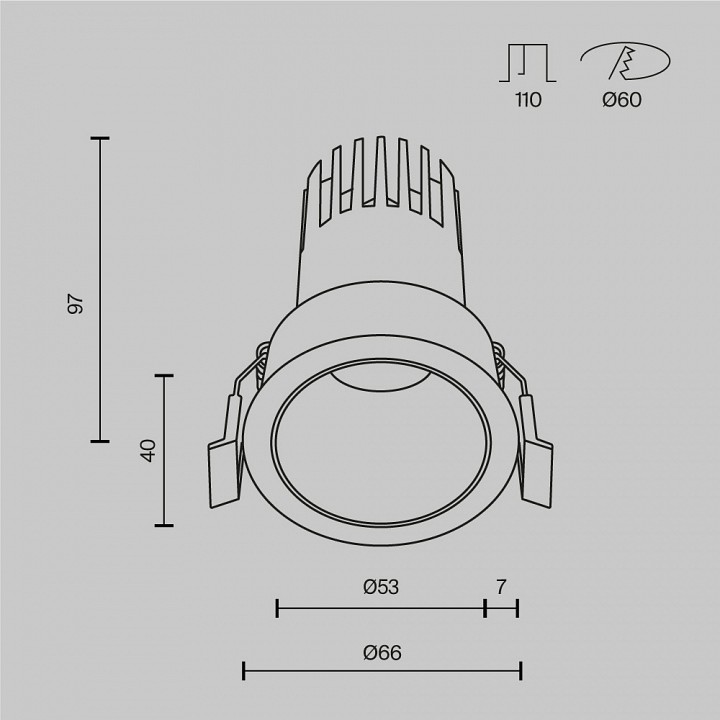 Встраиваемый светильник maytoni dip dl116-10w-2.7k-w