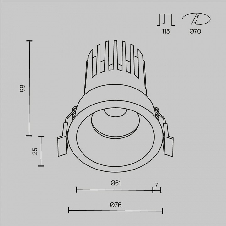 Встраиваемый светильник maytoni dip dl117-15w-2.7k-b