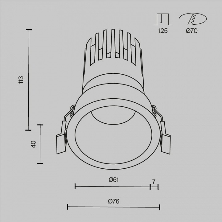Встраиваемый светильник maytoni dl118-15w-3k-w