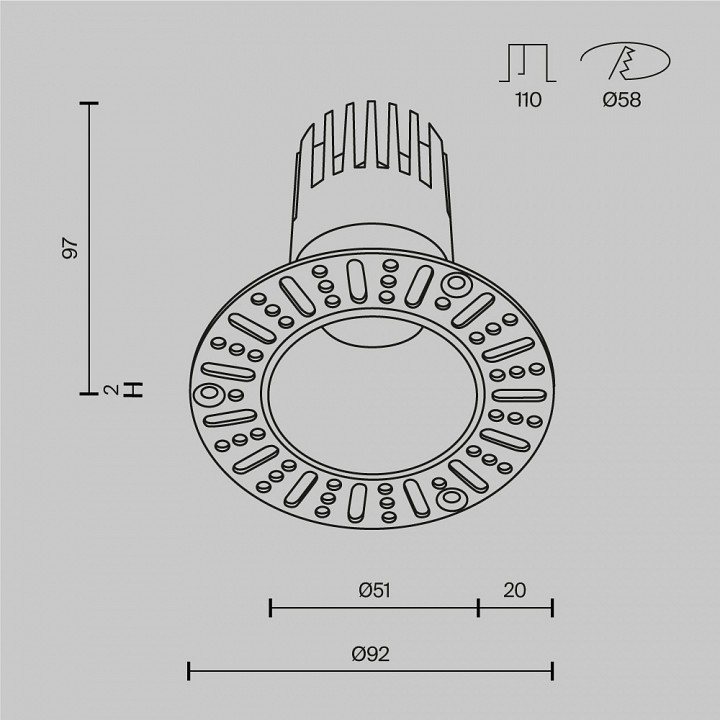Встраиваемый светильник maytoni dip dl120-10w-2.7k-trs-w