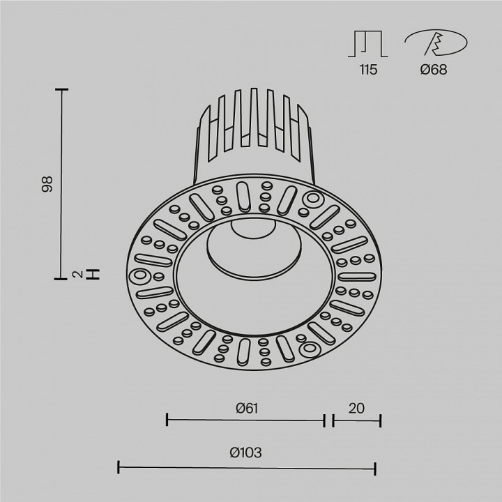Встраиваемый светильник maytoni dip dl121-15w-4k-trs-b