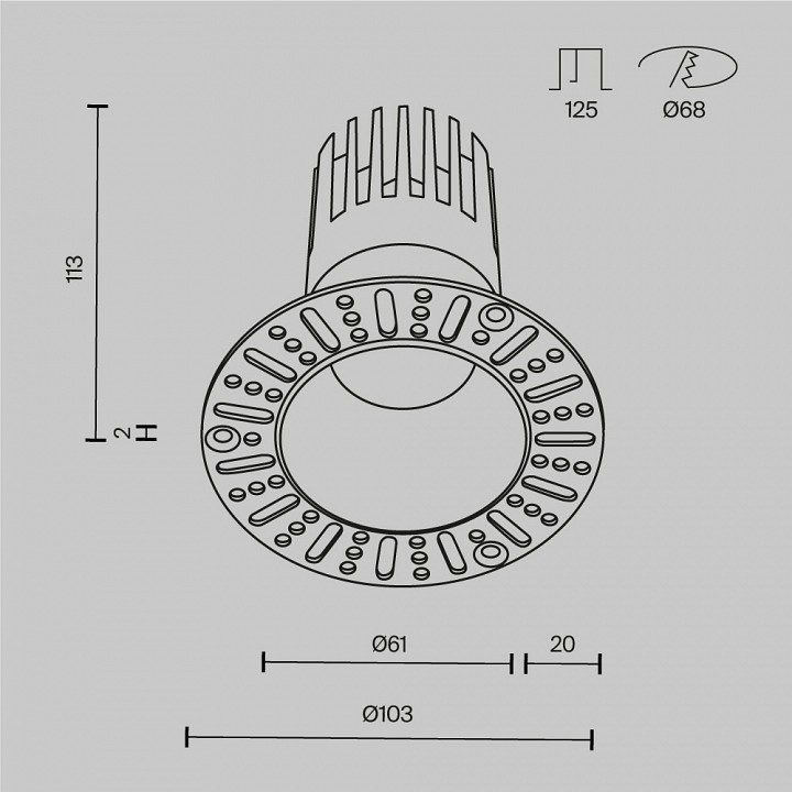 Встраиваемый светильник maytoni dip dl122-15w-2.7k-trs-b