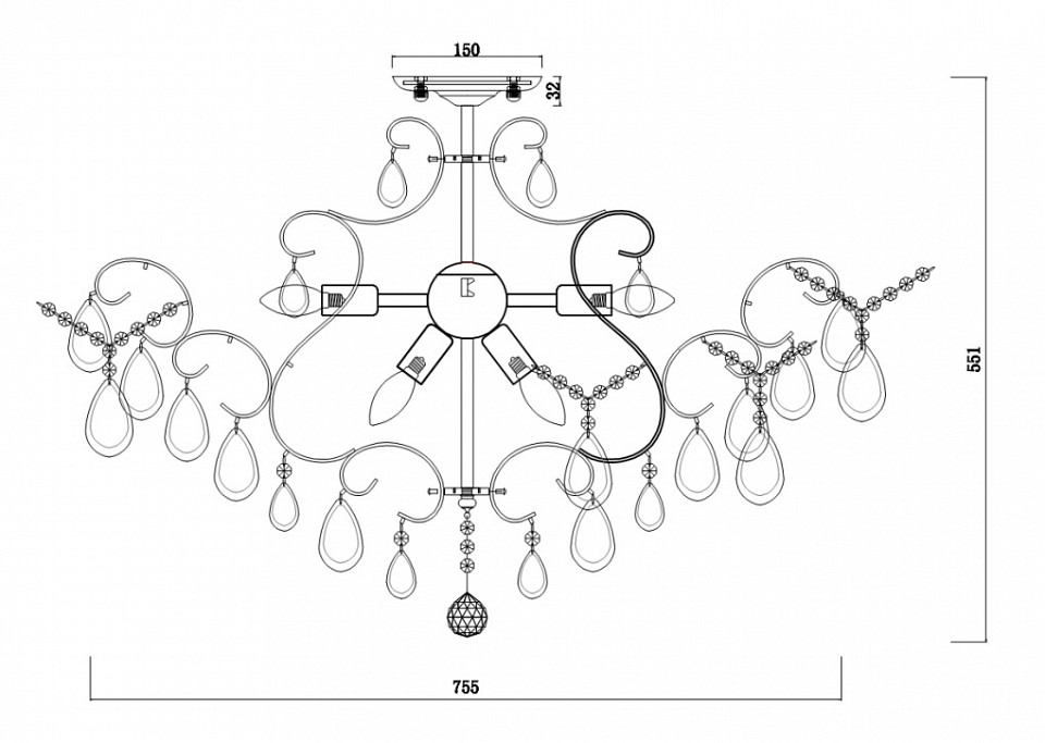 Люстра на штанге freya chabrol fr2302-cl-09-wg