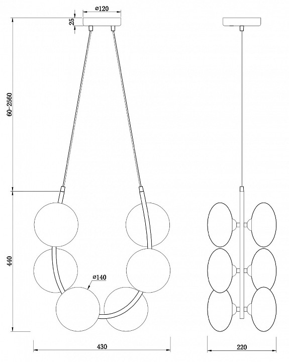Подвесной светильник freya perlina fr4005pl-06b2