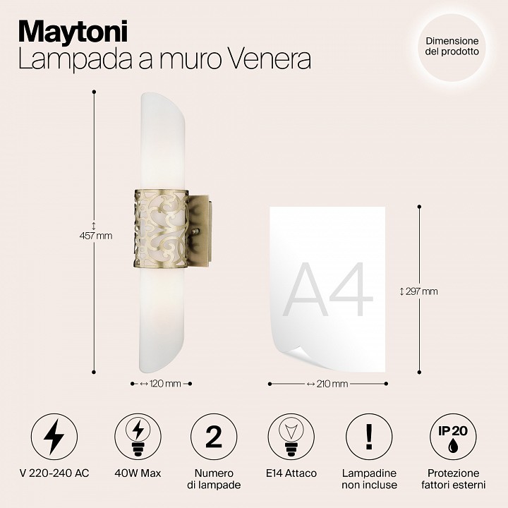 Накладной светильник maytoni venera h260-02-n