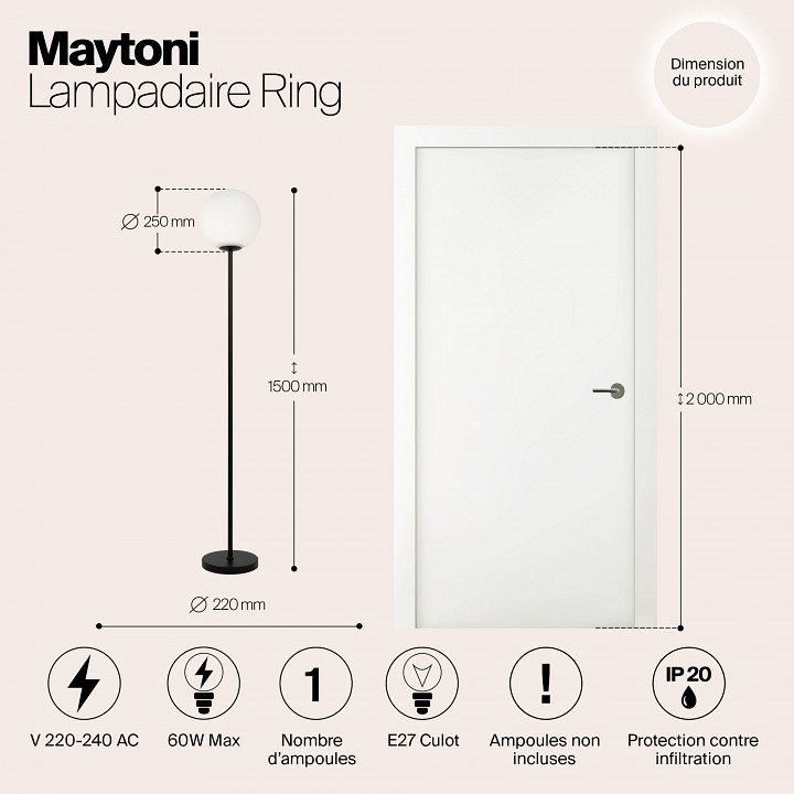 Торшер maytoni ring mod013fl-01b