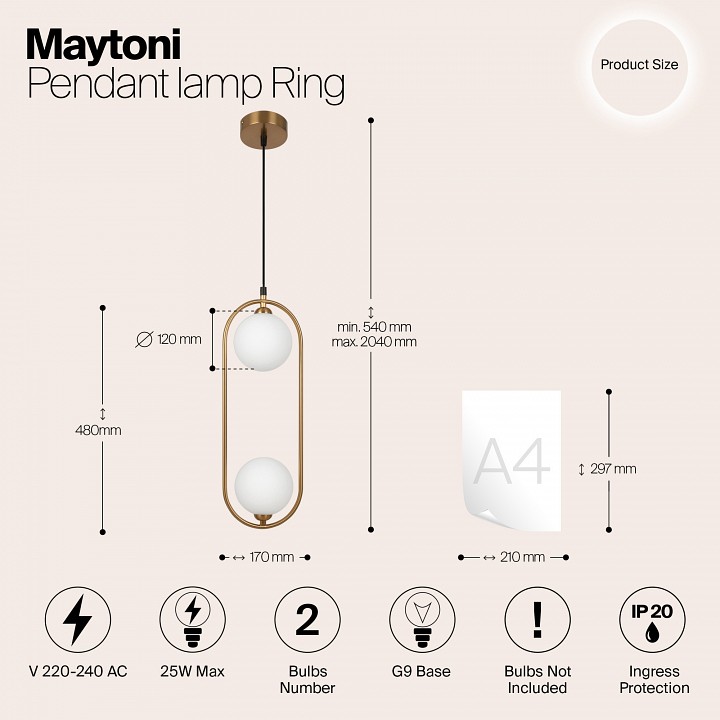 Подвесной светильник maytoni ring mod013pl-02bs1