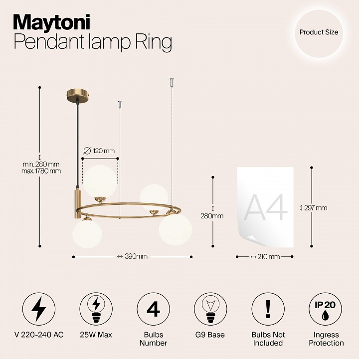 Подвесной светильник maytoni ring mod013pl-04bs1