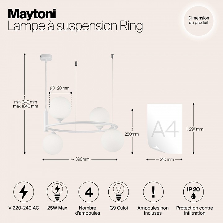 Подвесная люстра maytoni ring mod013pl-04w