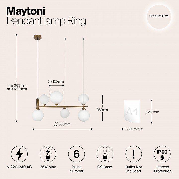 Подвесной светильник maytoni ring mod013pl-06bs1