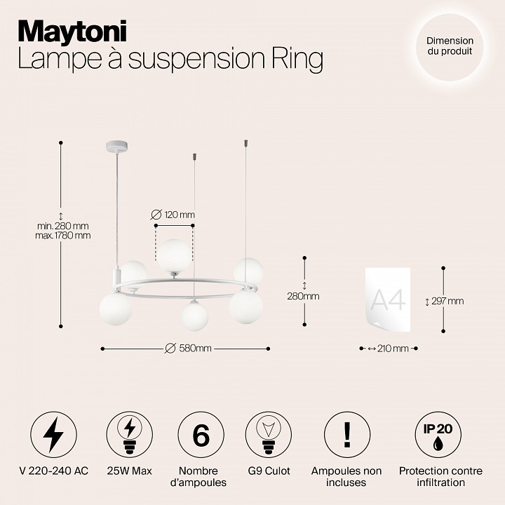 Подвесная люстра maytoni ring mod013pl-06w