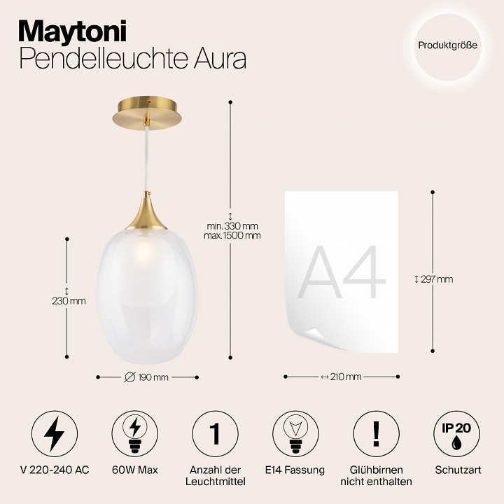 Подвесной светильник maytoni aura mod016pl-01bs