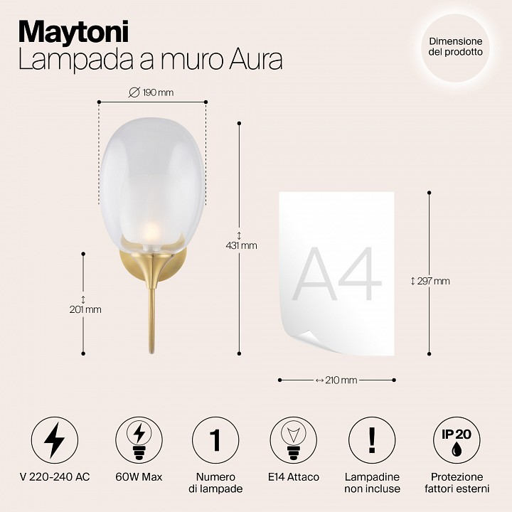 Бра maytoni aura mod016wl-01bs