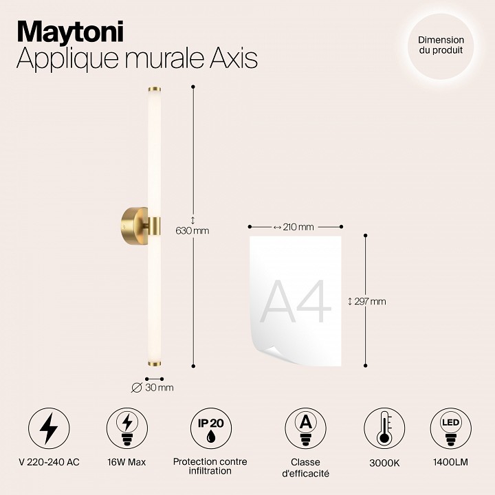 Бра maytoni axis mod106wl-l16g3k