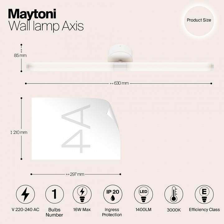 Бра maytoni axis mod106wl-l16w3k