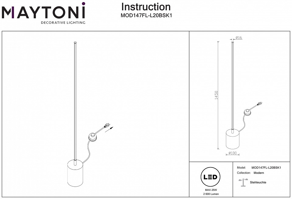 Торшер maytoni flow mod147fl-l20bsk1
