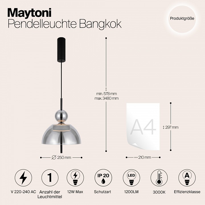 Подвесной светильник maytoni bangkok mod185pl-l6b3k4
