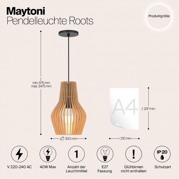 Подвесной светильник maytoni roots mod191pl-01w1