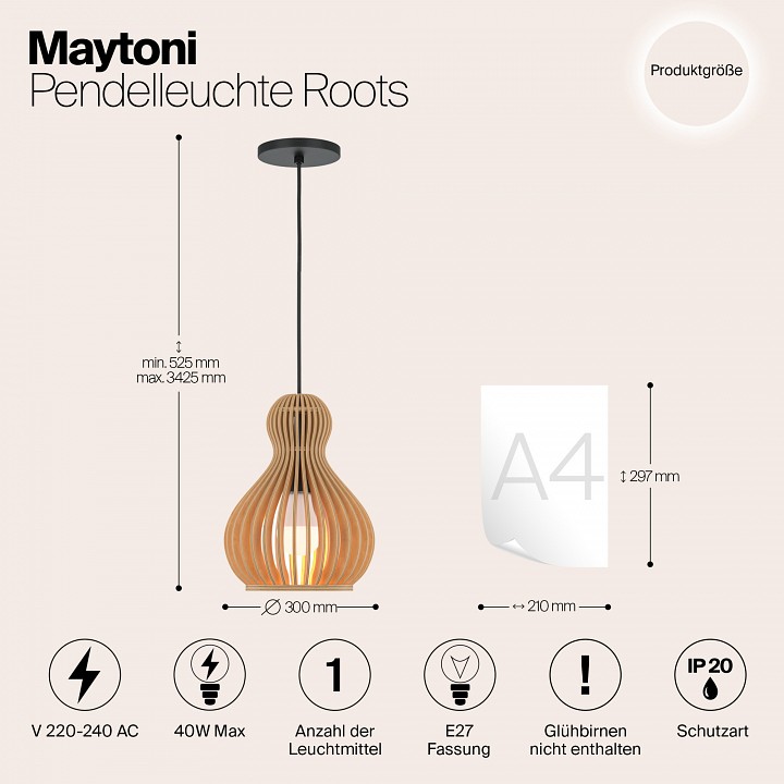 Подвесной светильник maytoni roots mod192pl-01w1