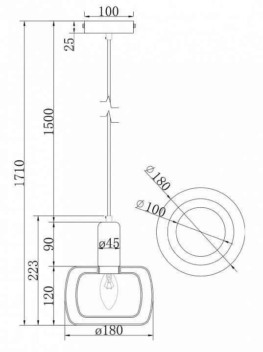 Подвесной светильник maytoni vision mod411pl-01g