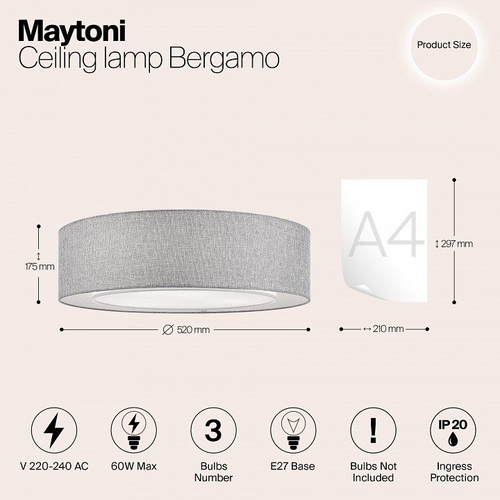 Накладной светильник maytoni bergamo mod613cl-04gr