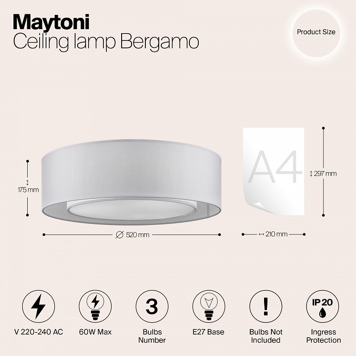 Накладной светильник maytoni bergamo mod617cl-04gr