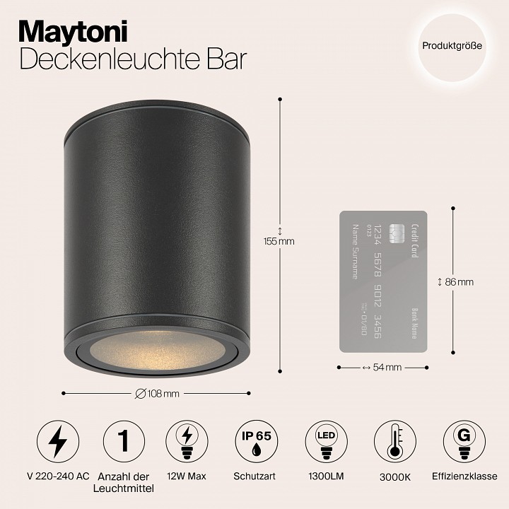 Накладной светильник maytoni bar o306cl-l12gf