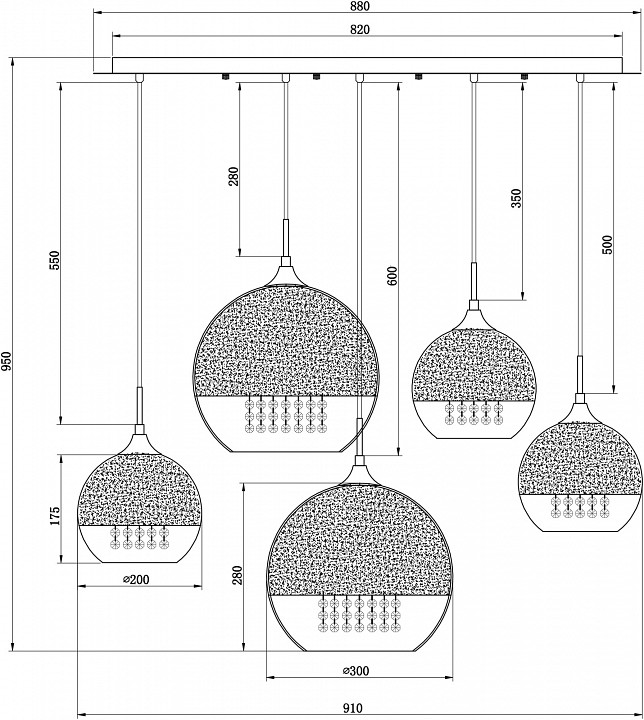 Подвесной светильник maytoni fermi p140-pl-170-5-g