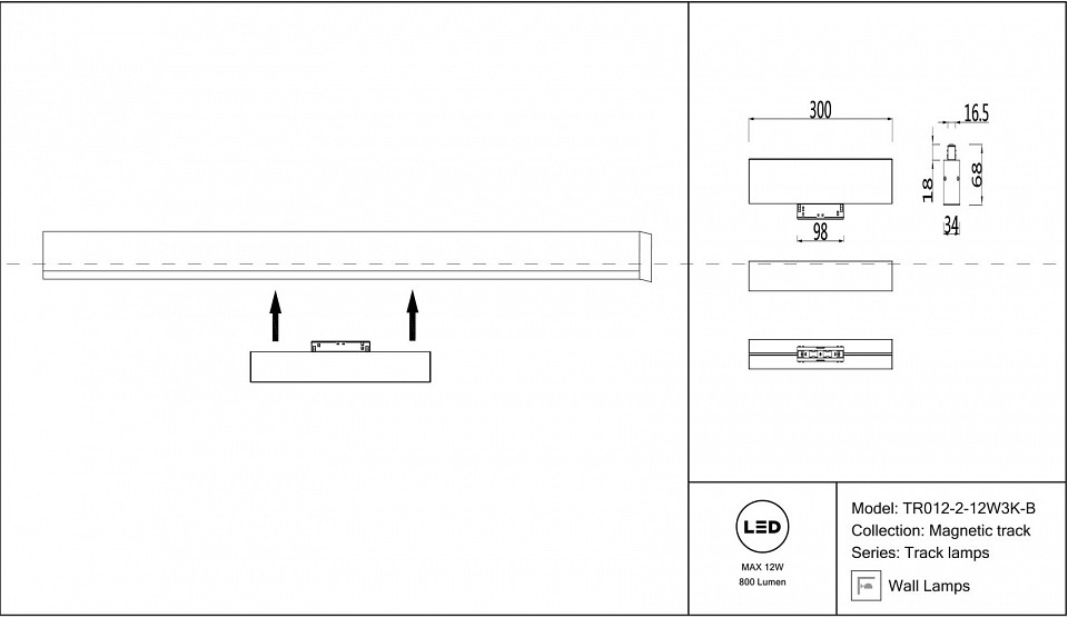 Накладной светильник maytoni basis tr012-2-12w3k-b