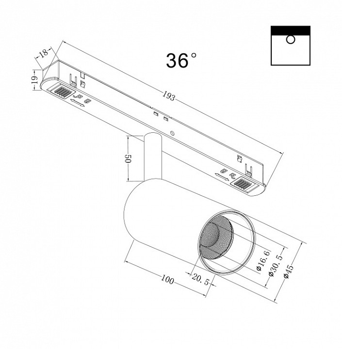Светильник на штанге maytoni focus led tr032-2-5w4k-m-b