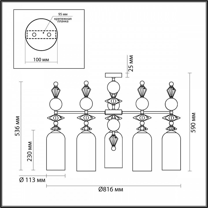 Потолочная люстра odeon light bizet 4855/5c