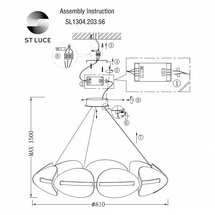Подвесная люстра st-luce etoile sl1304.203.56