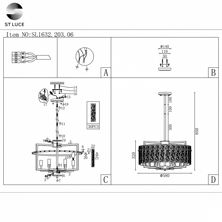 Светильник на штанге st-luce mira sl1632.203.06