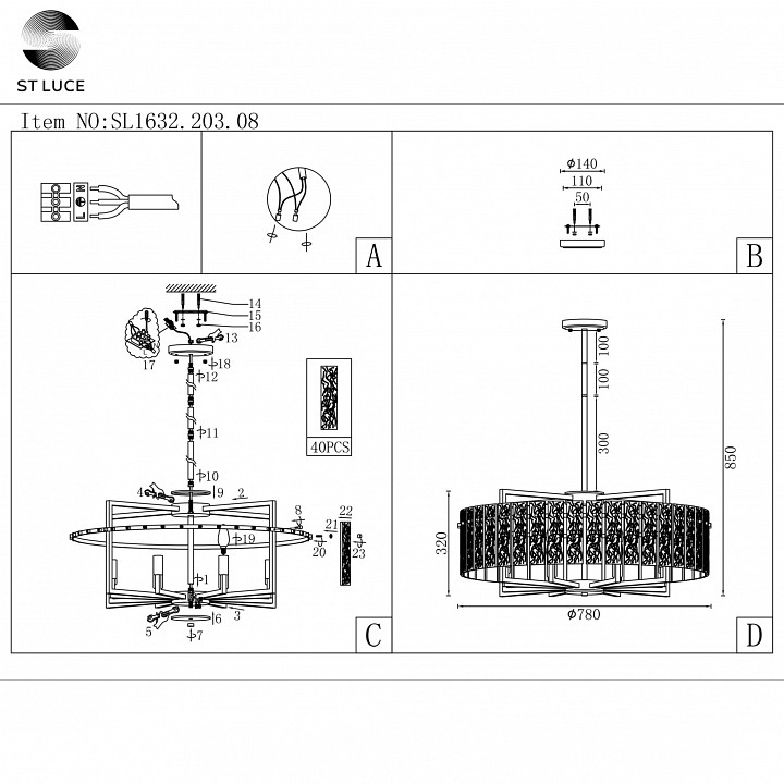 Светильник на штанге st-luce mira sl1632.203.08