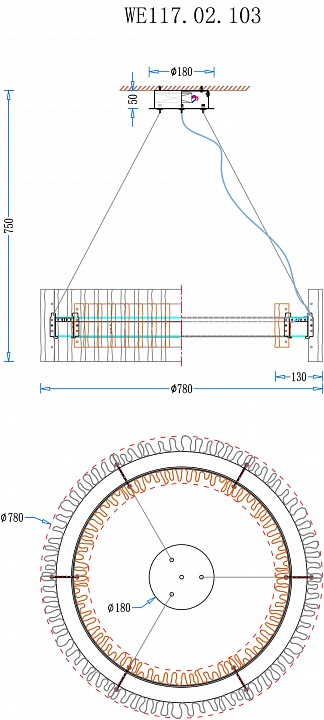 Подвесной светильник wertmark patricia we117.02.103