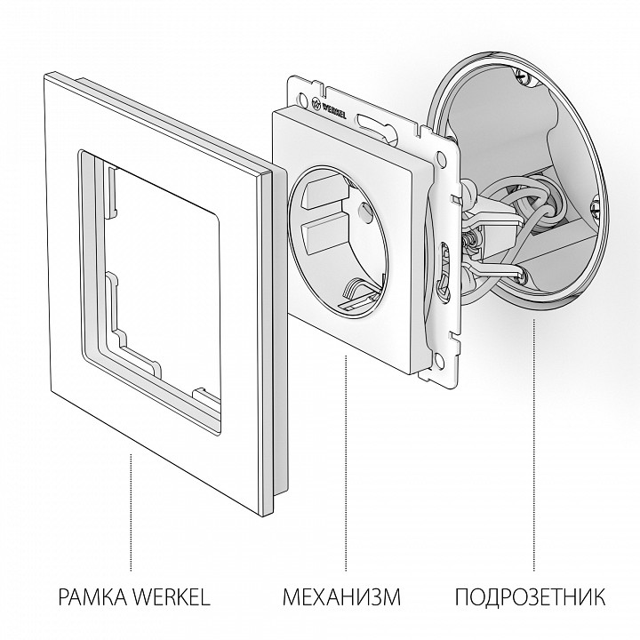 Розетка с заземлением, Без рамки werkel глянцевый никель w1171002