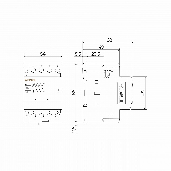 Контактор трехмодульный werkel  w943m63o