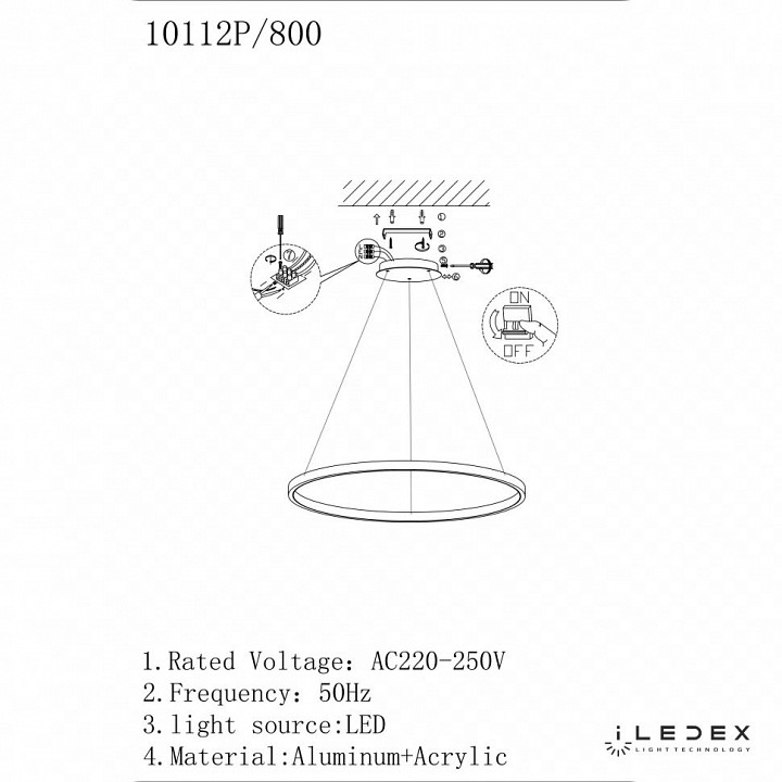 Подвесной светильник iledex axis 10112p/1-24w-3000k-d800 br
